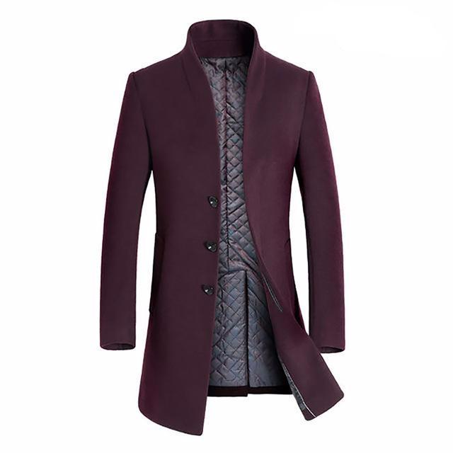 Men's wool peacoat tailored slim fit turn-down collar elegant outerwear for autumn winter
