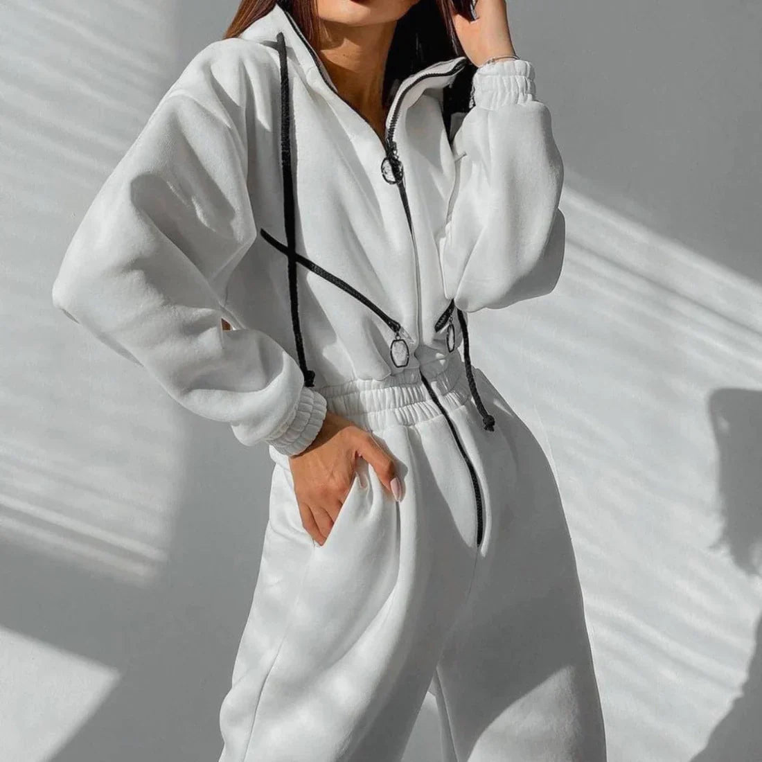 Women's Adelaide luxury fleece overall, elegant slim-fit silhouette in ultra-soft winter fabric