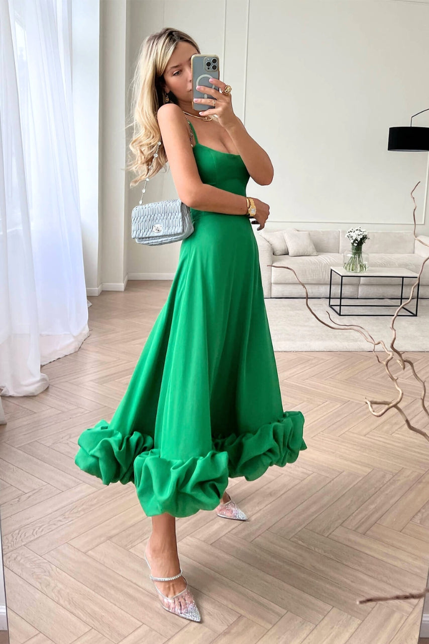 Flowing elegant wedding guest gown for women, lightweight breathable fabric with timeless silhouette