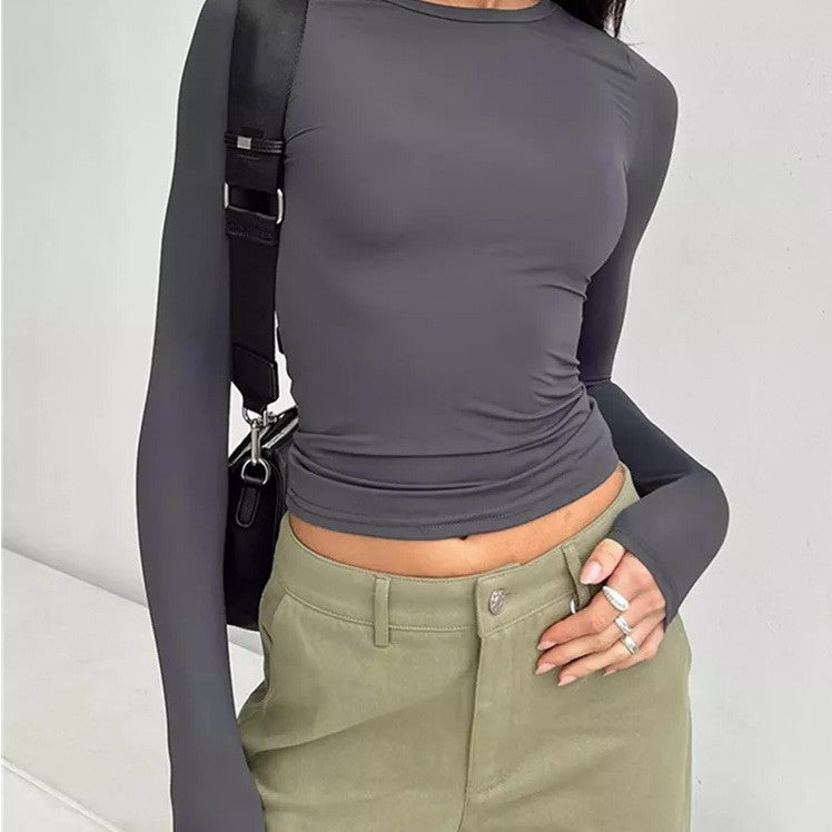Women's elegant long sleeve shirt breathable soft fabric classic polished layering style