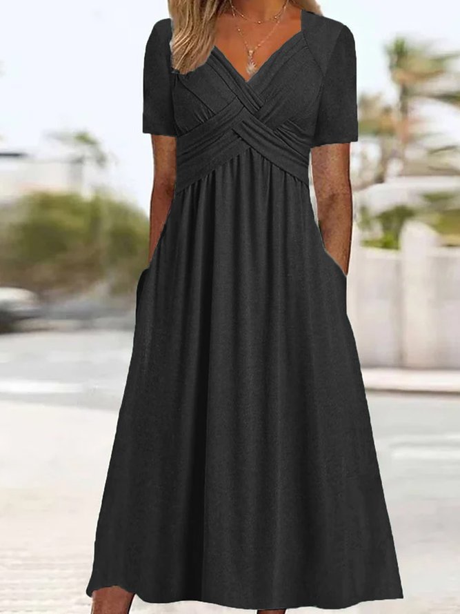 Women's lightweight flowy maxi wrap dress with deep V-neck, pockets, and elegant summer silhouette