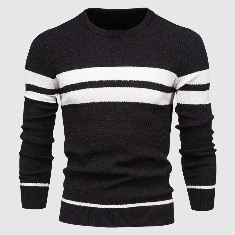 Roberto Russo men's striped knit sweater cotton-poly blend bold stripe premium everyday luxury fit