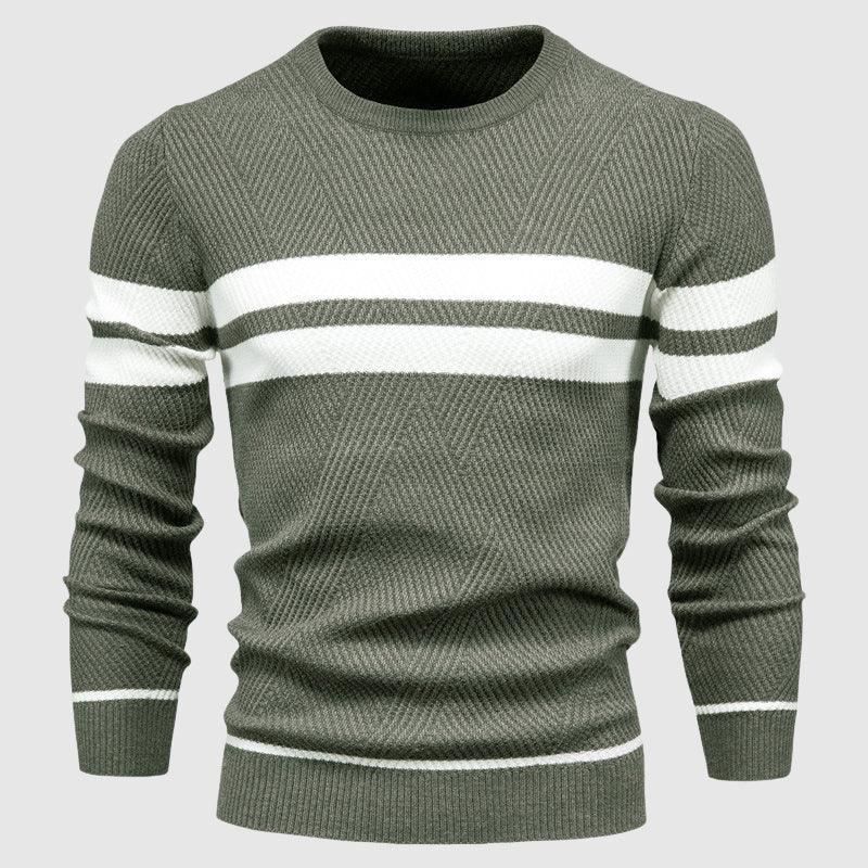 Roberto Russo men's striped knit sweater bold cotton-poly blend contemporary luxury comfort fit