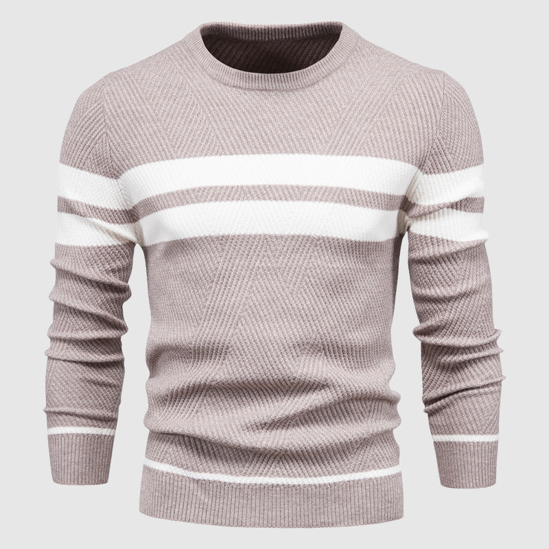 Roberto Russo men's striped knit sweater bold stripe cotton-poly blend premium everyday luxury comfort