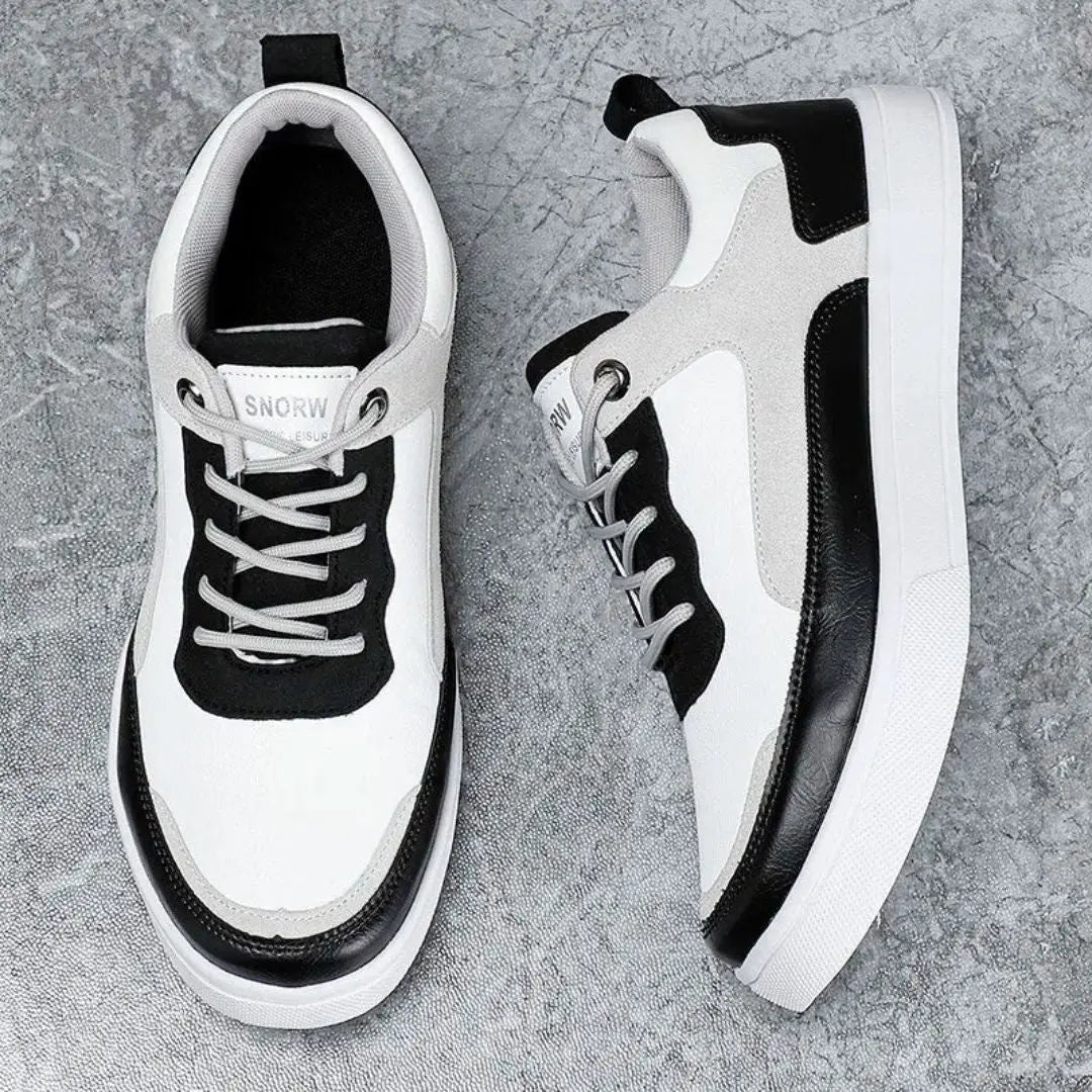 Men's white monochrome frame sneakers sleek low-top street style with durable rubber sole