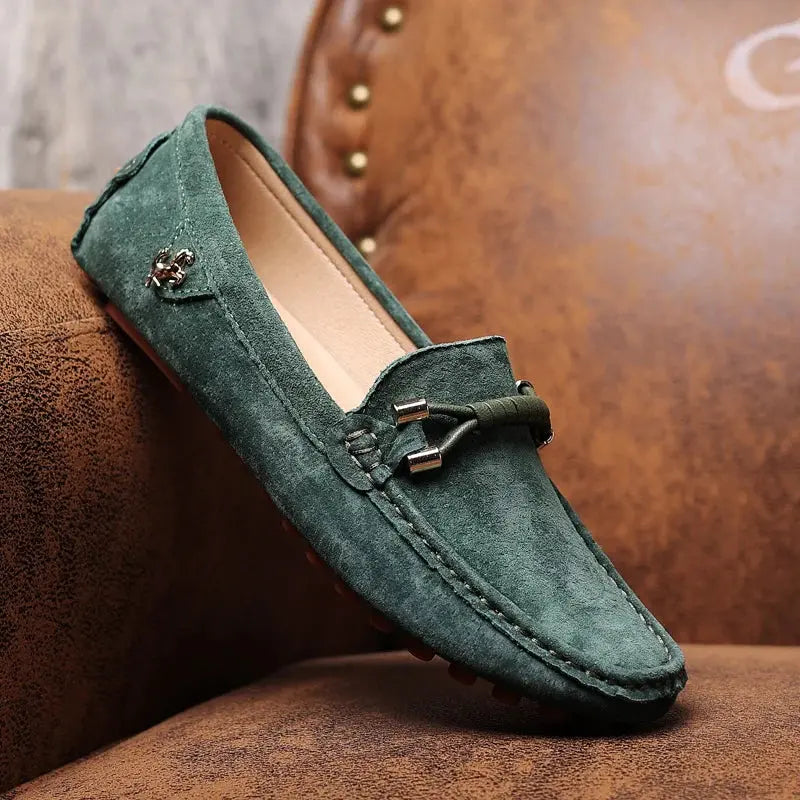 Black velvet suede loafers sleek silhouette premium anti-slip outsole lightweight dress shoes for professionals