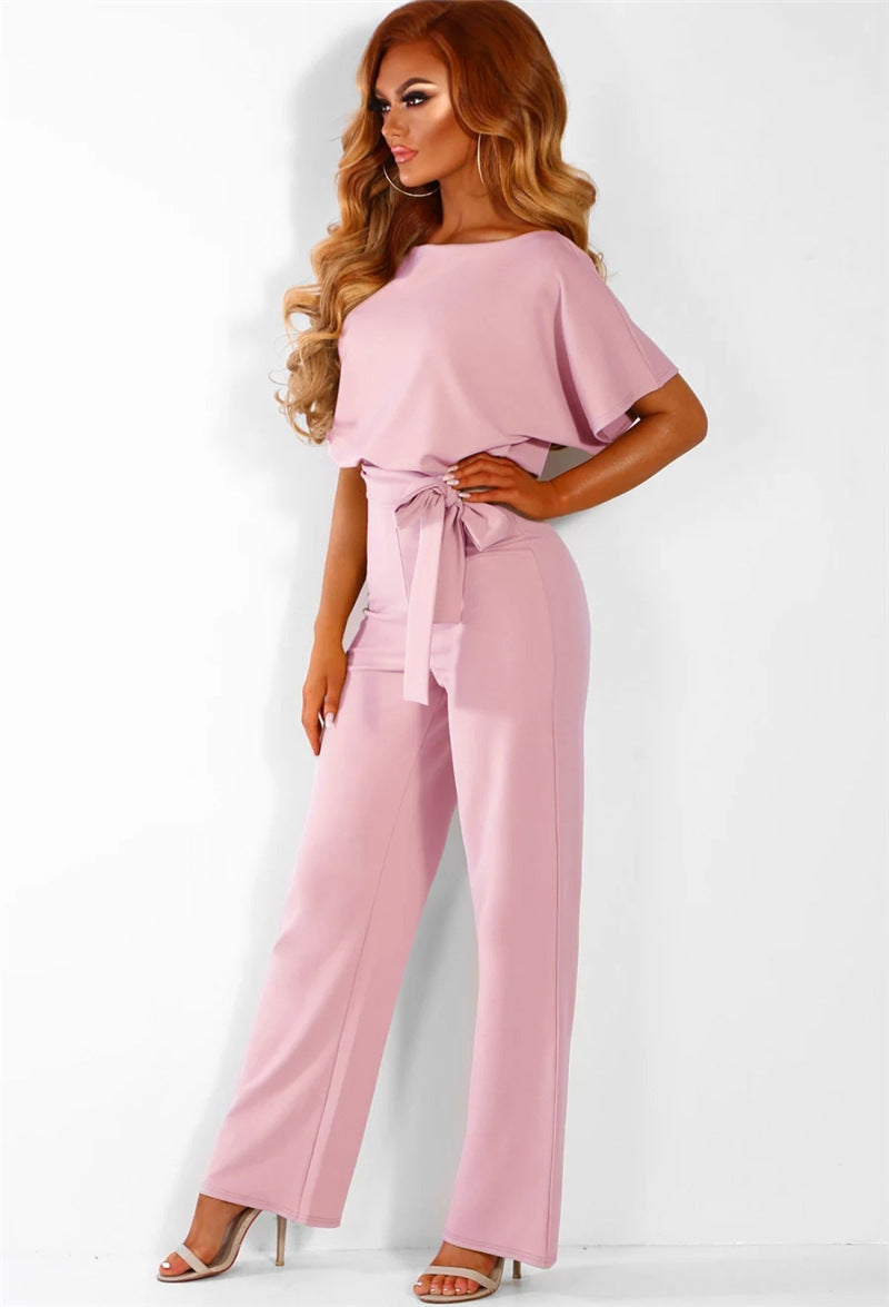 Women's Demi sleeveless jumpsuit with knit detail insert, trendy versatile everyday comfort fit