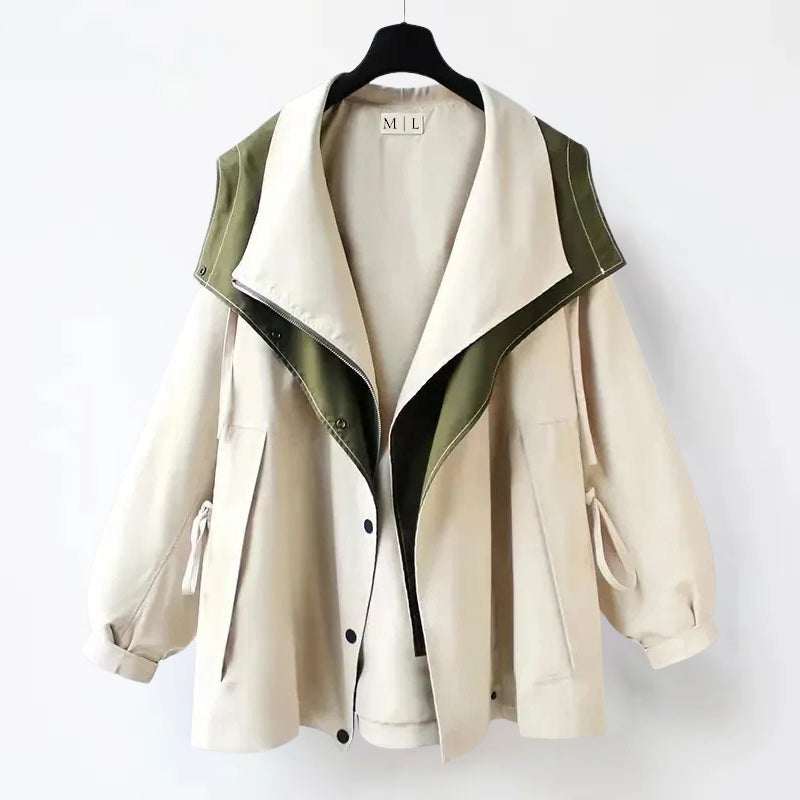 Elise Leroy City Fusion Jacket cotton-poly blend adjustable hood bold patchwork urban style