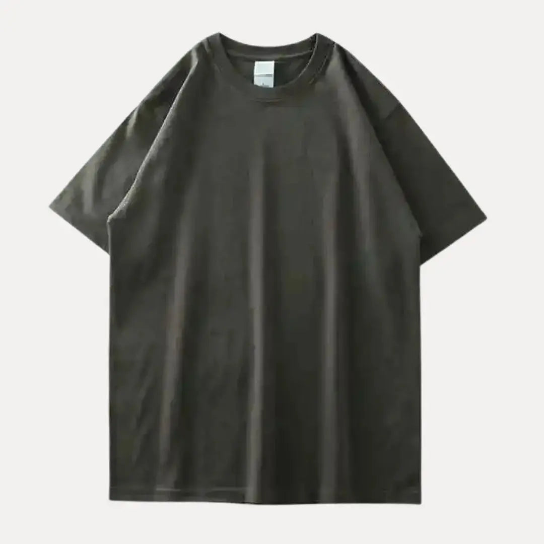 Ellis white cotton crewneck tee unisex relaxed fit with ribbed collar for smart casual style