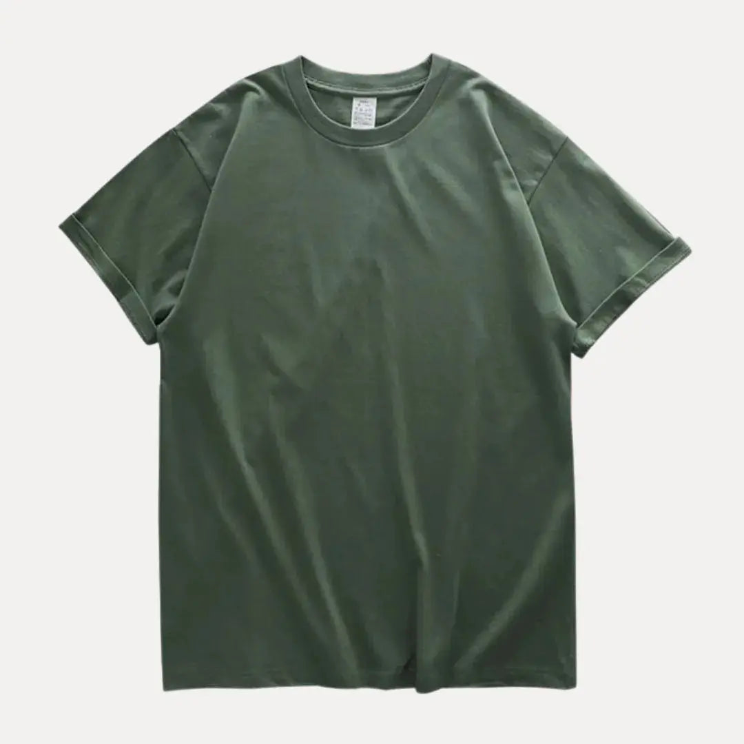 Ellis unisex relaxed fit cotton crewneck tee with ribbed collar for smart casual style