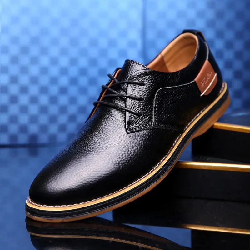 Men's Emilio Prestige brown leather dress shoes with rubber sole and smart-casual refined silhouette
