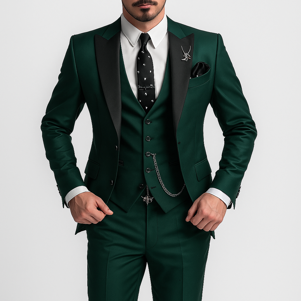 Men's beige three-piece linen suit slim-fit blazer vest trousers breathable wedding business style