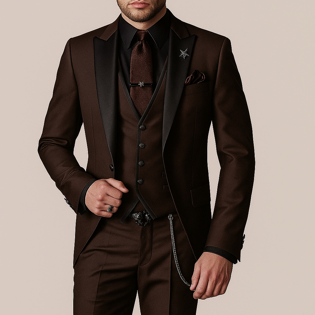 Men's beige three-piece linen suit slim-fit blazer vest trousers breathable wedding business style