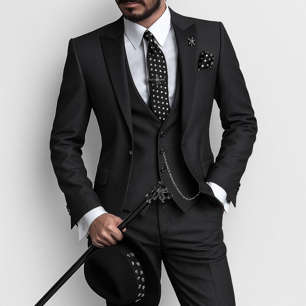Men's beige three-piece linen suit blazer vest trousers slim tailored breathable wedding business