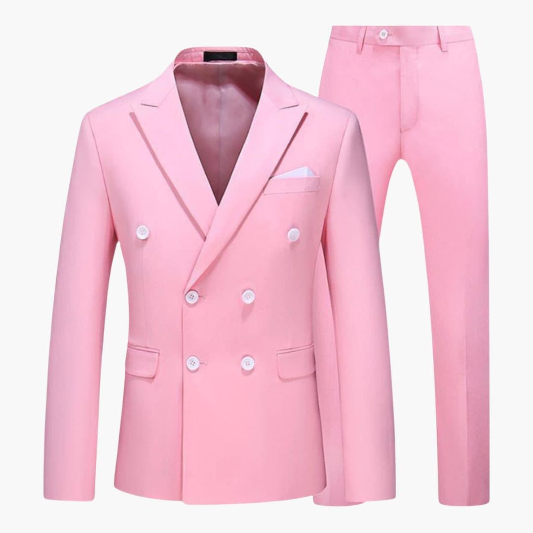 Men's lightweight two-piece suit set with tailored jacket and matching pants for summer office wear