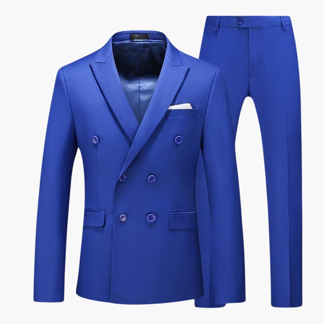 Men's lightweight two-piece suit set with tailored jacket and matching pants for summer office wear
