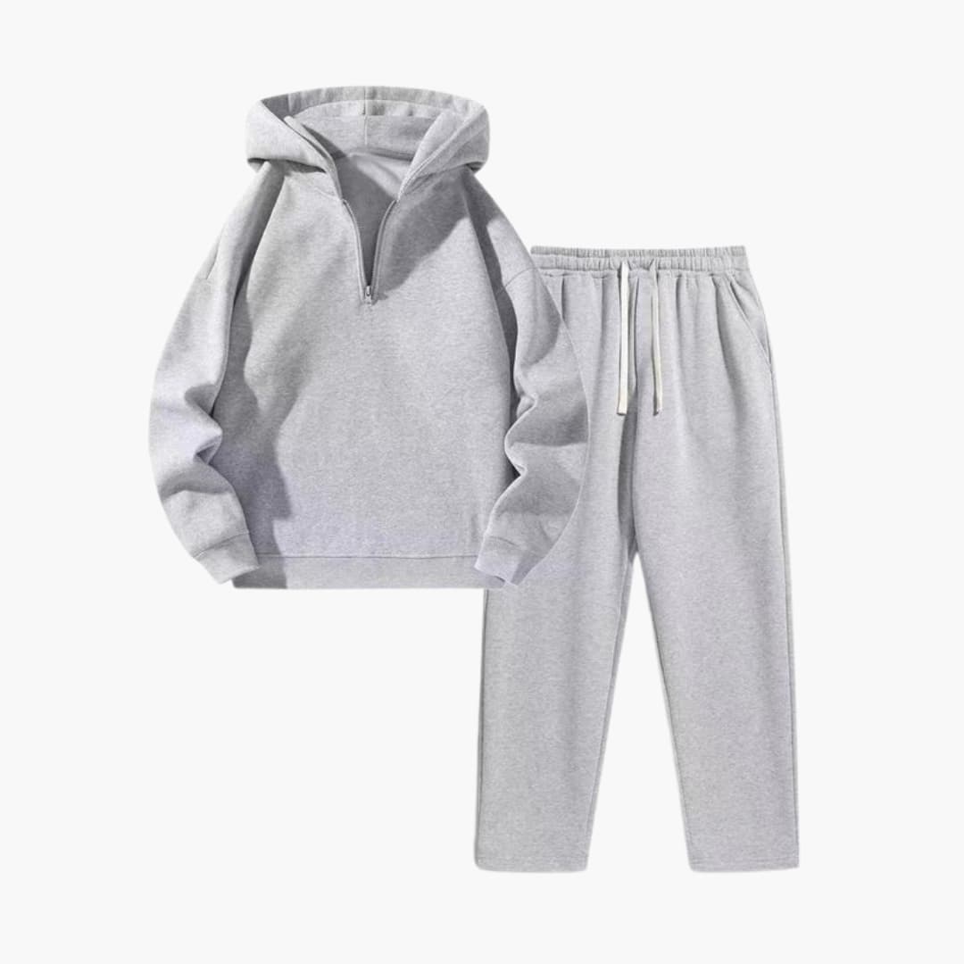 Women's zip-up hoodie tracksuit set with drawstring pants in matching colorblock design