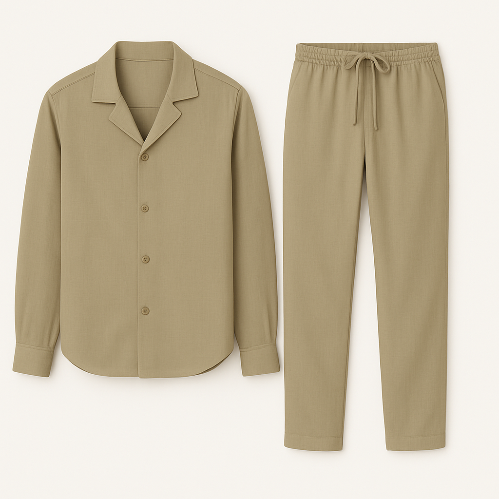 Men's light linen matching set Cuban collar breathable lightweight summer style