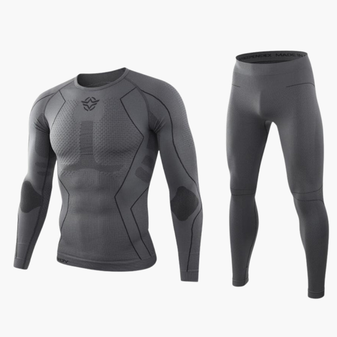 Men's seamless thermal underwear set, moisture-wicking base layer for active outdoor cold weather