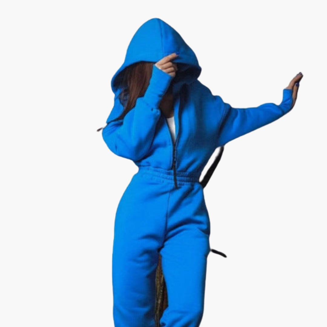 Women's zip-up hoodie set with coordinating pants, ribbed cuffs and side pockets for everyday athleisure