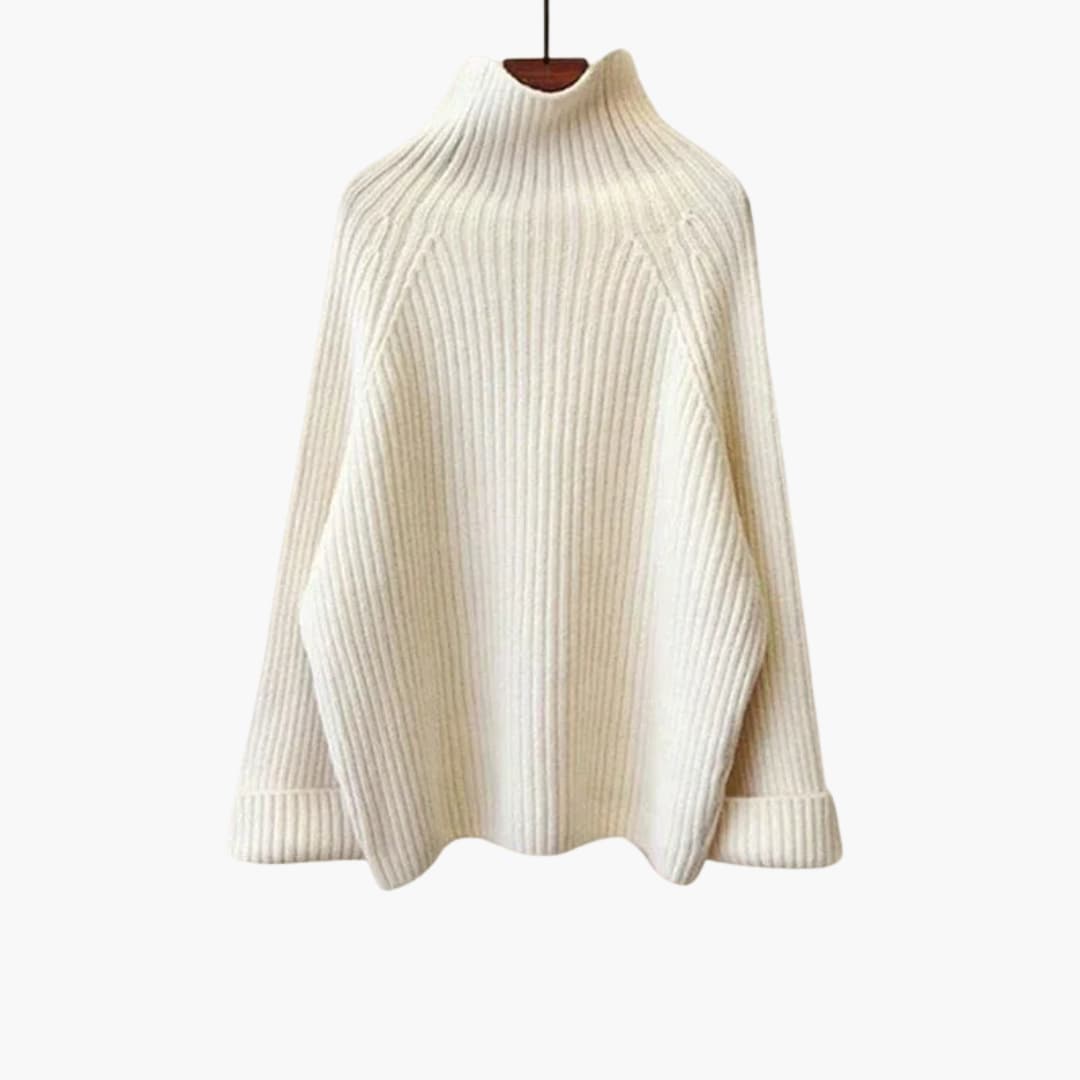 Three-piece knit set for women with turtleneck sweater and quilted jacket