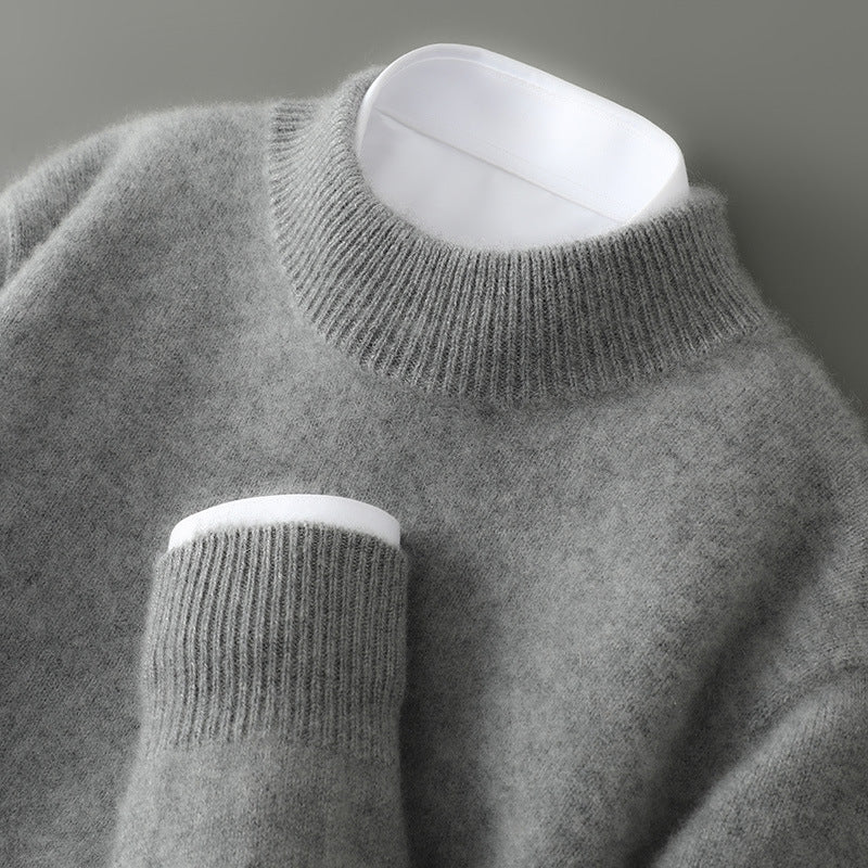 Men's Enzo Conti cashmere knit sweater with tailored layering collar, ultra-soft texture for versatile cool-season wear