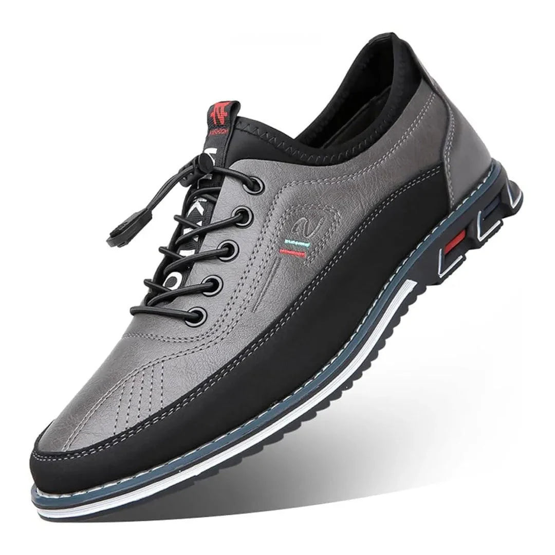 Casual white leather sneakers with Italian stitching and elastic quick-lace for effortless everyday style