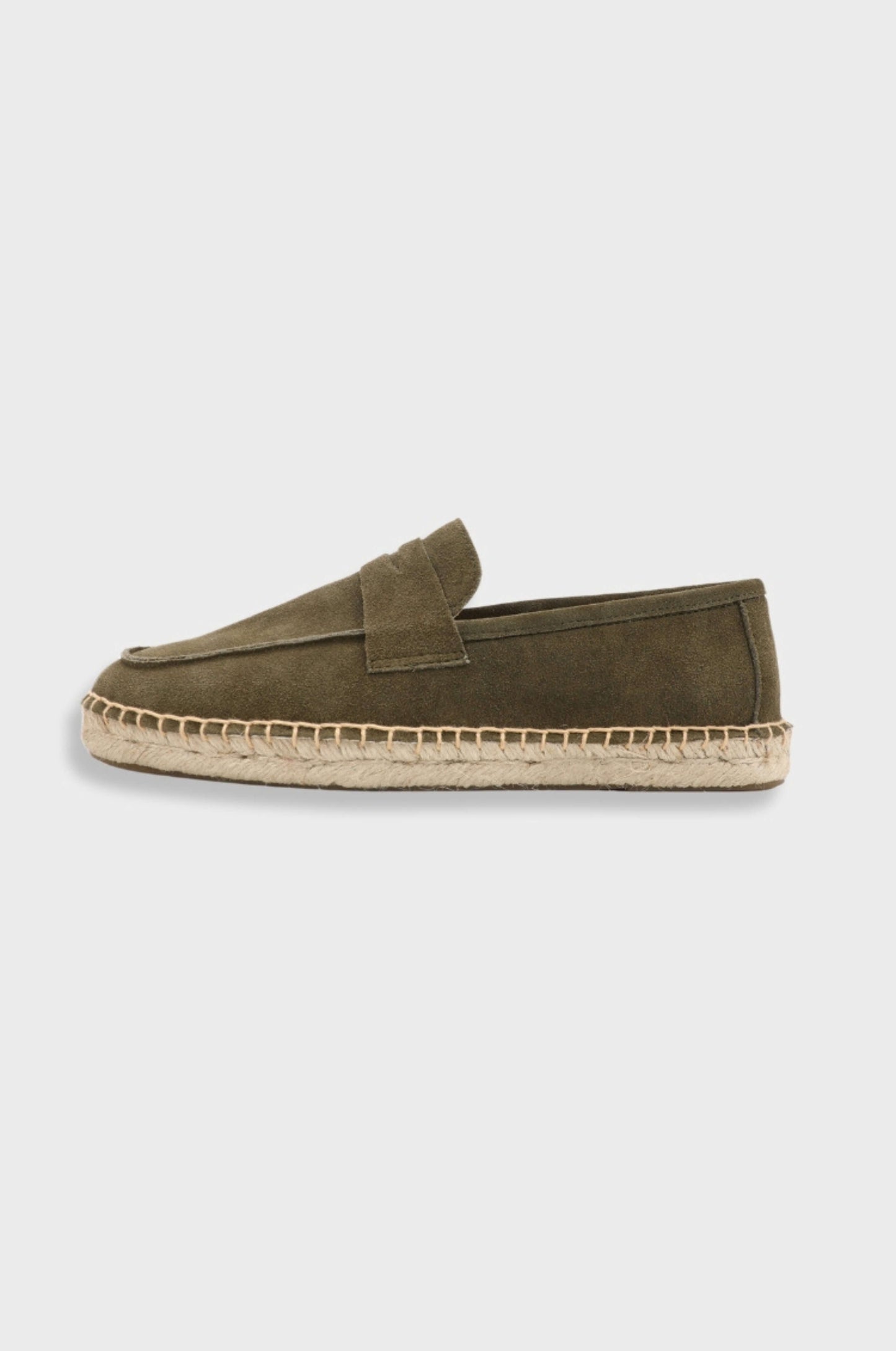 Unisex beige cowhide leather espadrille loafers with hemp lining, casual slip-on style for spring and fall