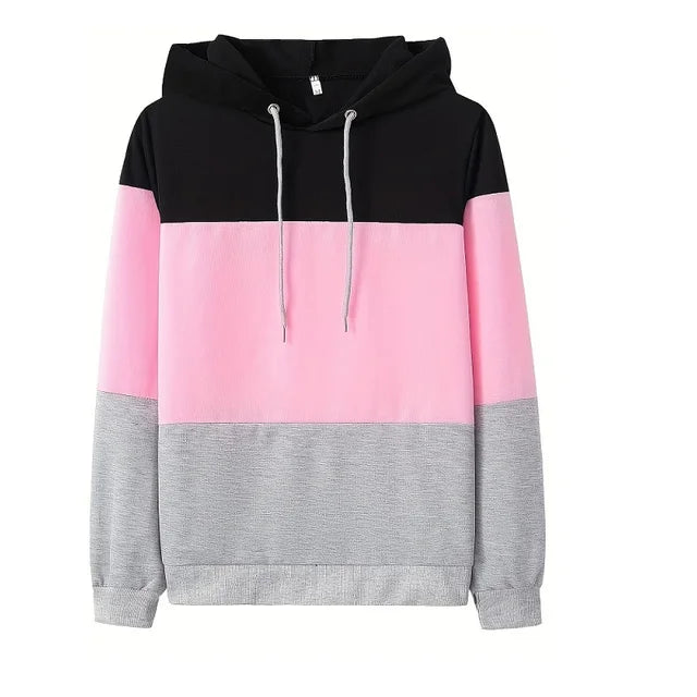 Women's color block sweatshirt relaxed fit long-sleeve casual top with vibrant contrasting panels