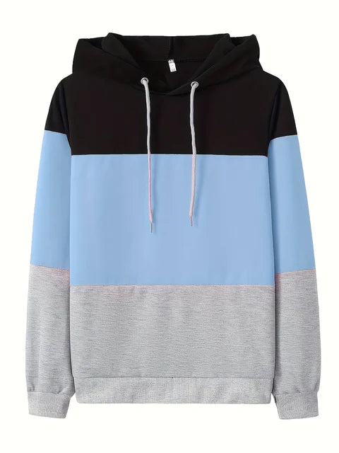 Women's color block sweatshirt relaxed fit long-sleeve casual everyday top with sporty vibrant panels