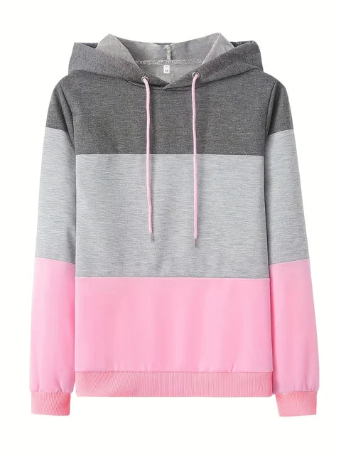 Women's color block sweatshirt relaxed fit long-sleeve casual top with vibrant sporty panels