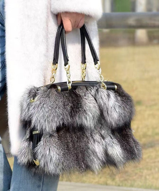 Sac fourre-tout grande capacité en fourrure de renard de style européen et américain - Urbann-Vibe