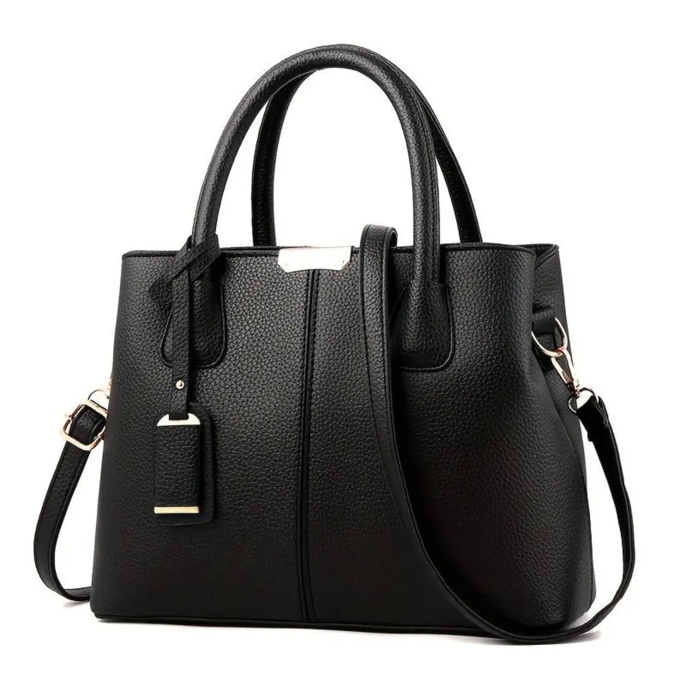 Martha vegan leather structured handbag with detachable strap, sleek everyday women's bag