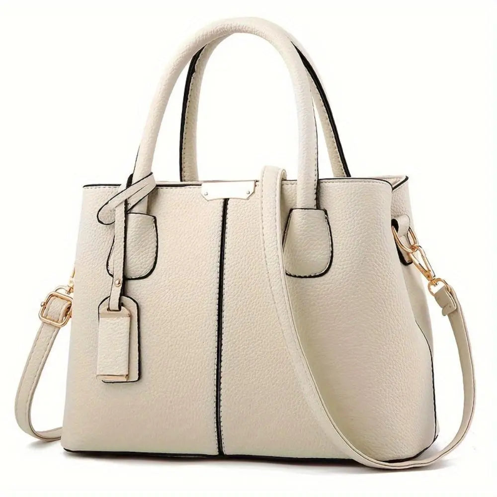 Martha vegan leather structured handbag with detachable strap, timeless elegant everyday women bag
