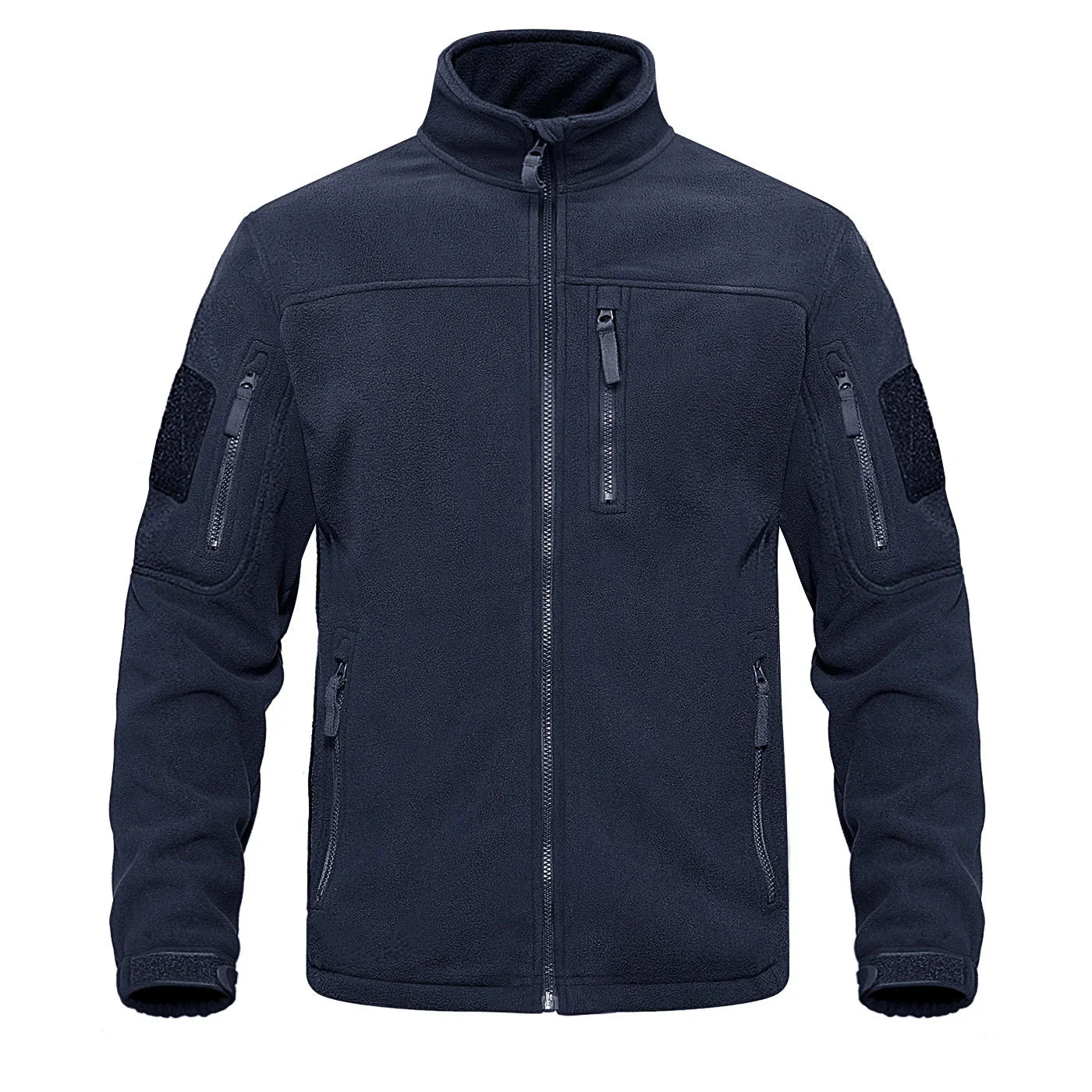 Men's navy full-zip thermal fleece jacket lightweight insulated with secure zip pockets for outdoor use