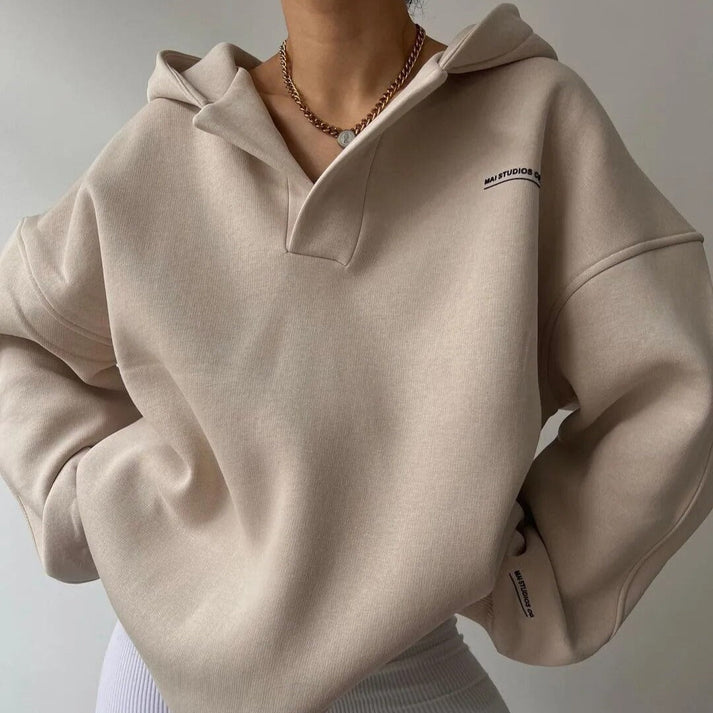 Women's relaxed fit crewneck knit sweater in casual everyday style with easy-care fabric