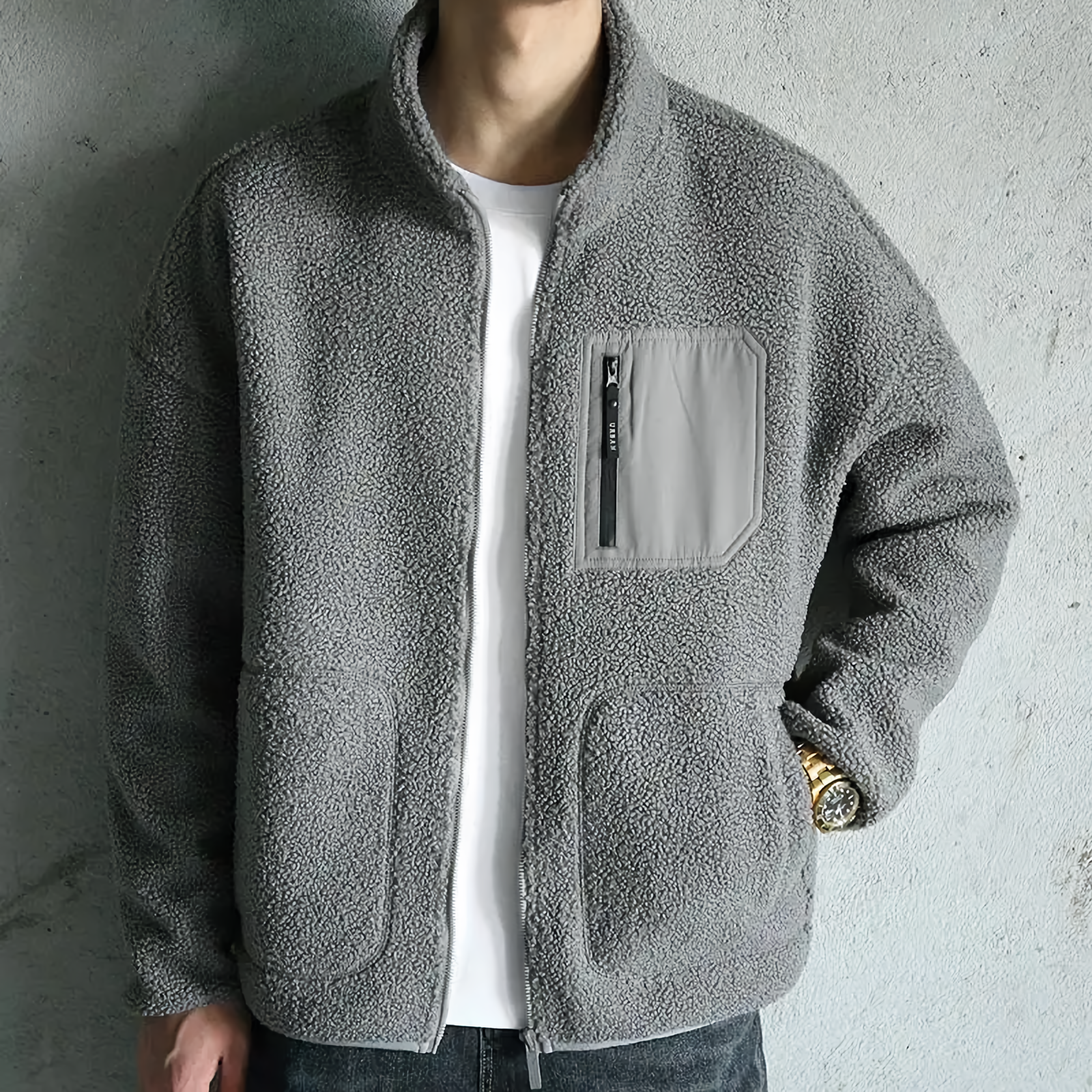 Men's casual zip jacket high collar slim fit versatile layering piece for everyday style