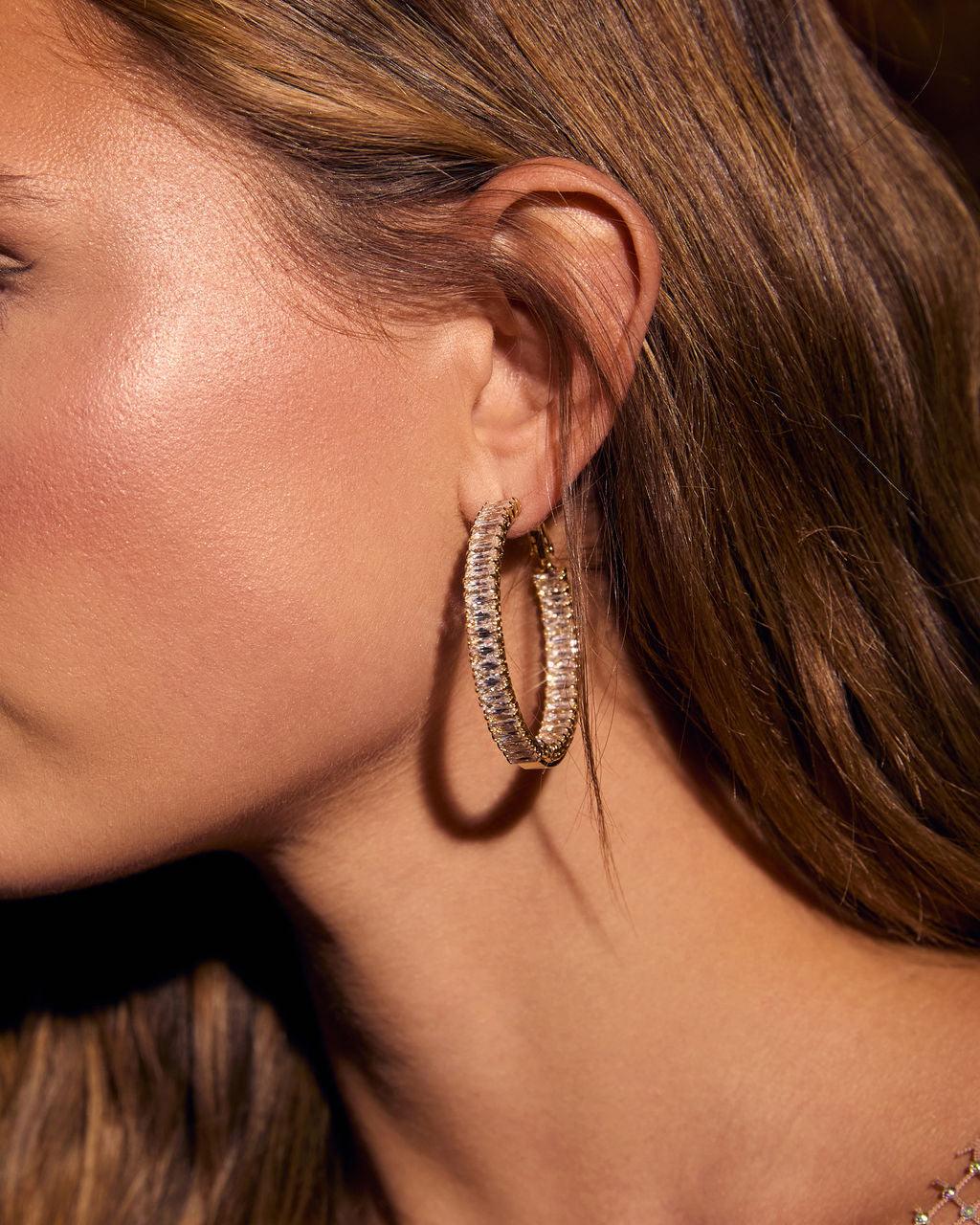 Going In Circles Rhinestone Hoop Earrings - Urbann-Vibe