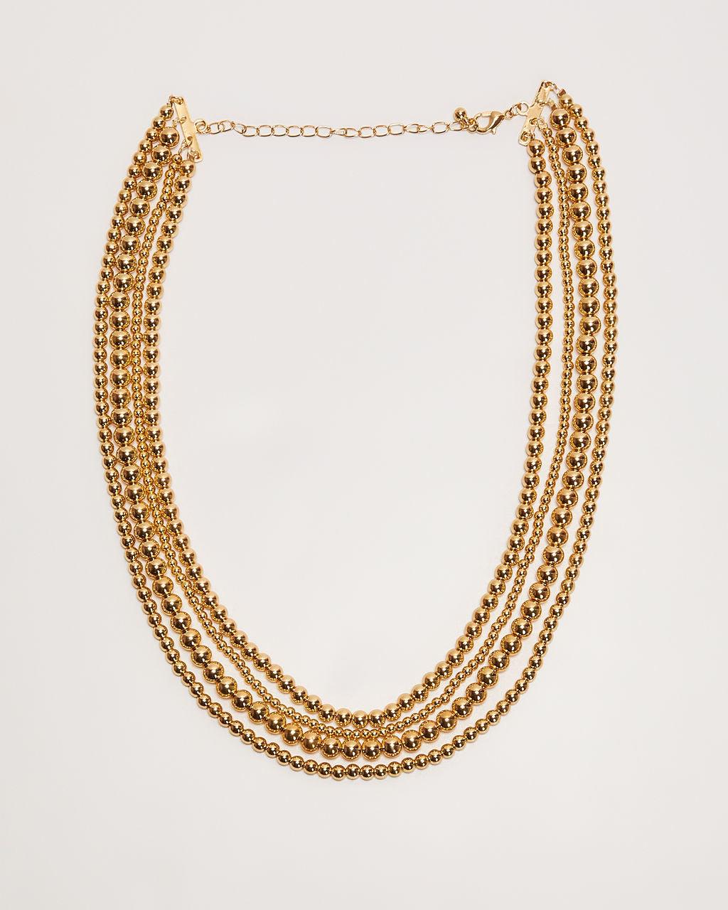 Golden Girl layered beaded brass necklace gold-toned 3-strand boho adjustable 15-17in women