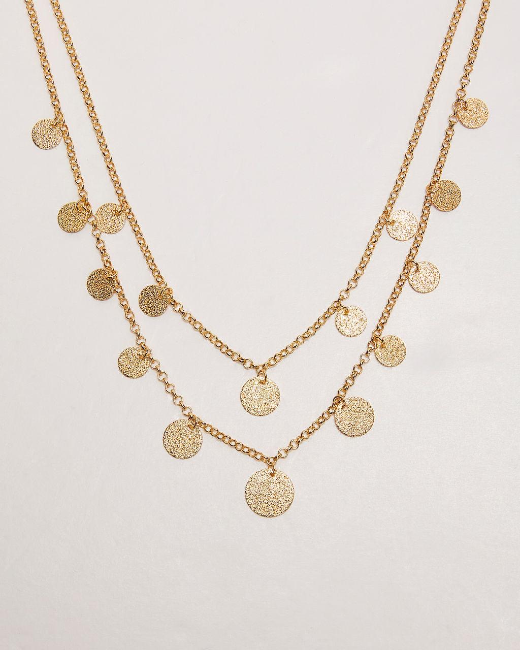 Brass layered chain necklace 16-inch boho-chic collarbone-skimming jewelry for women