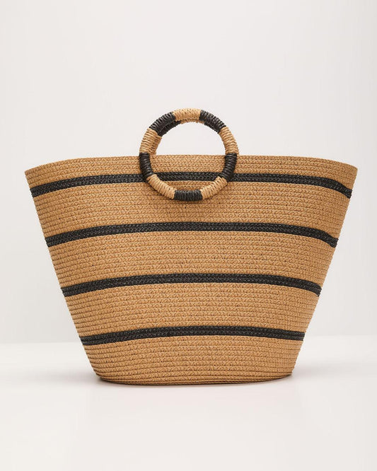 Lets Get Away Striped Straw Tote - Urbann-Vibe