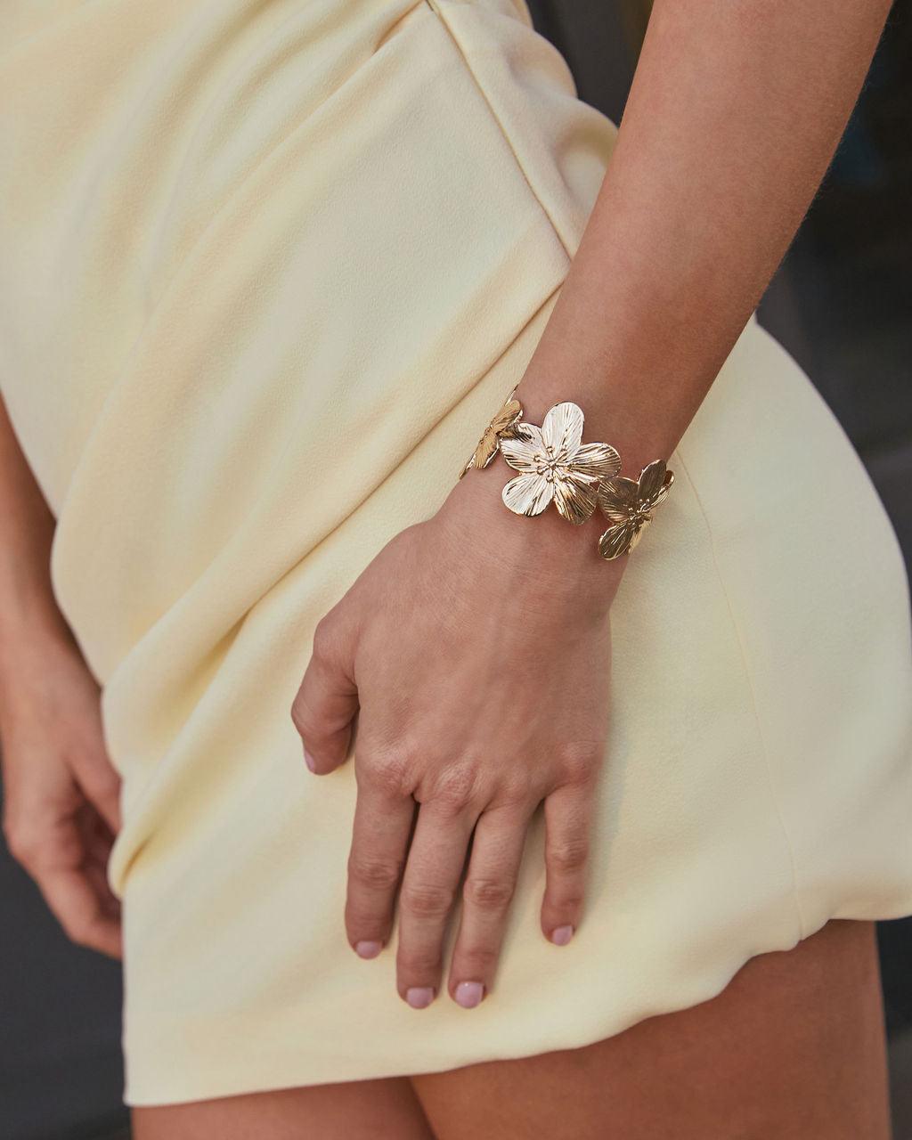 Love To Bloom Floral Cuff Bracelet - Urbann-Vibe