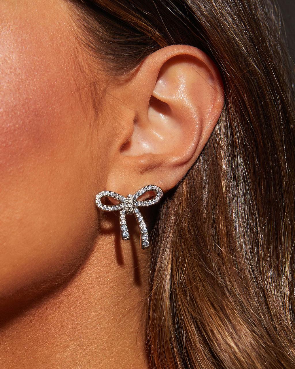 Say You Love Me Rhinestone Bow Studs - Urbann-Vibe
