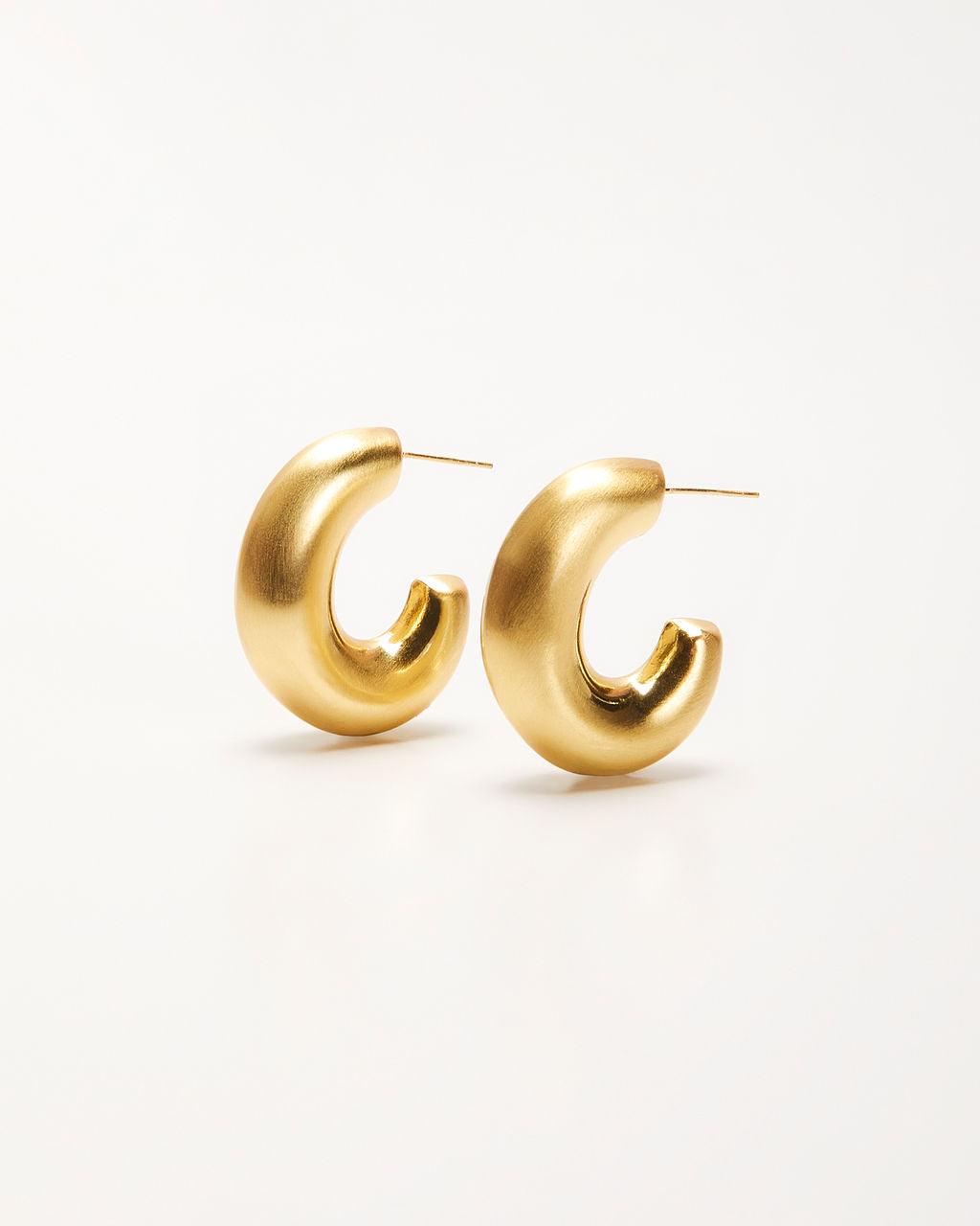 Ridley chunky gold-plated brass hoop earrings 1.45 inch open silhouette post backing