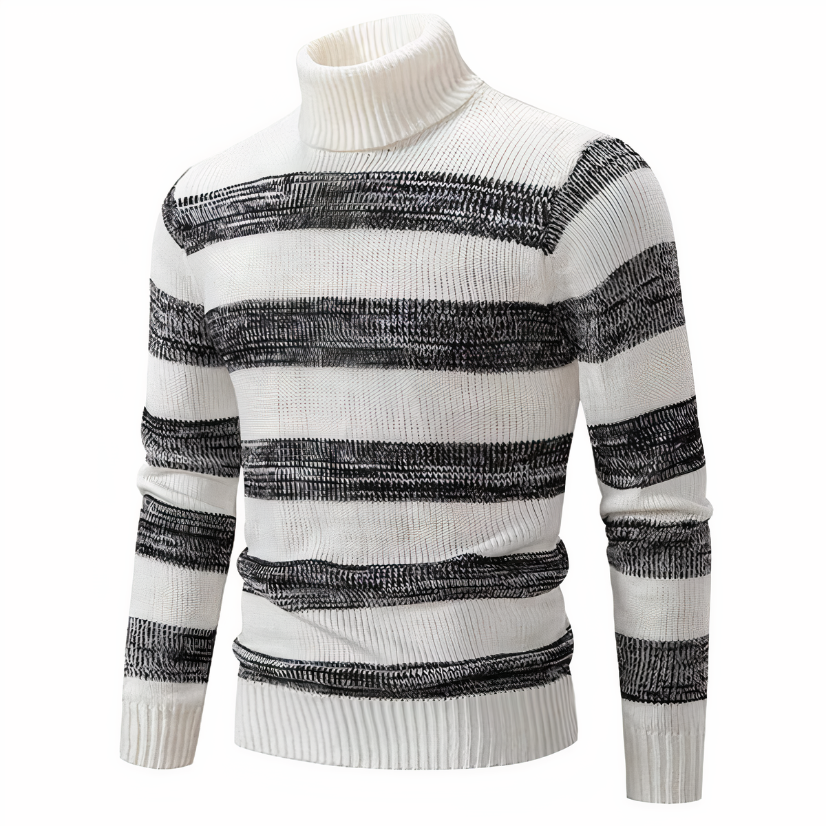 Men's patchwork knit sweater colorblock contrasting panels cozy modern layering style