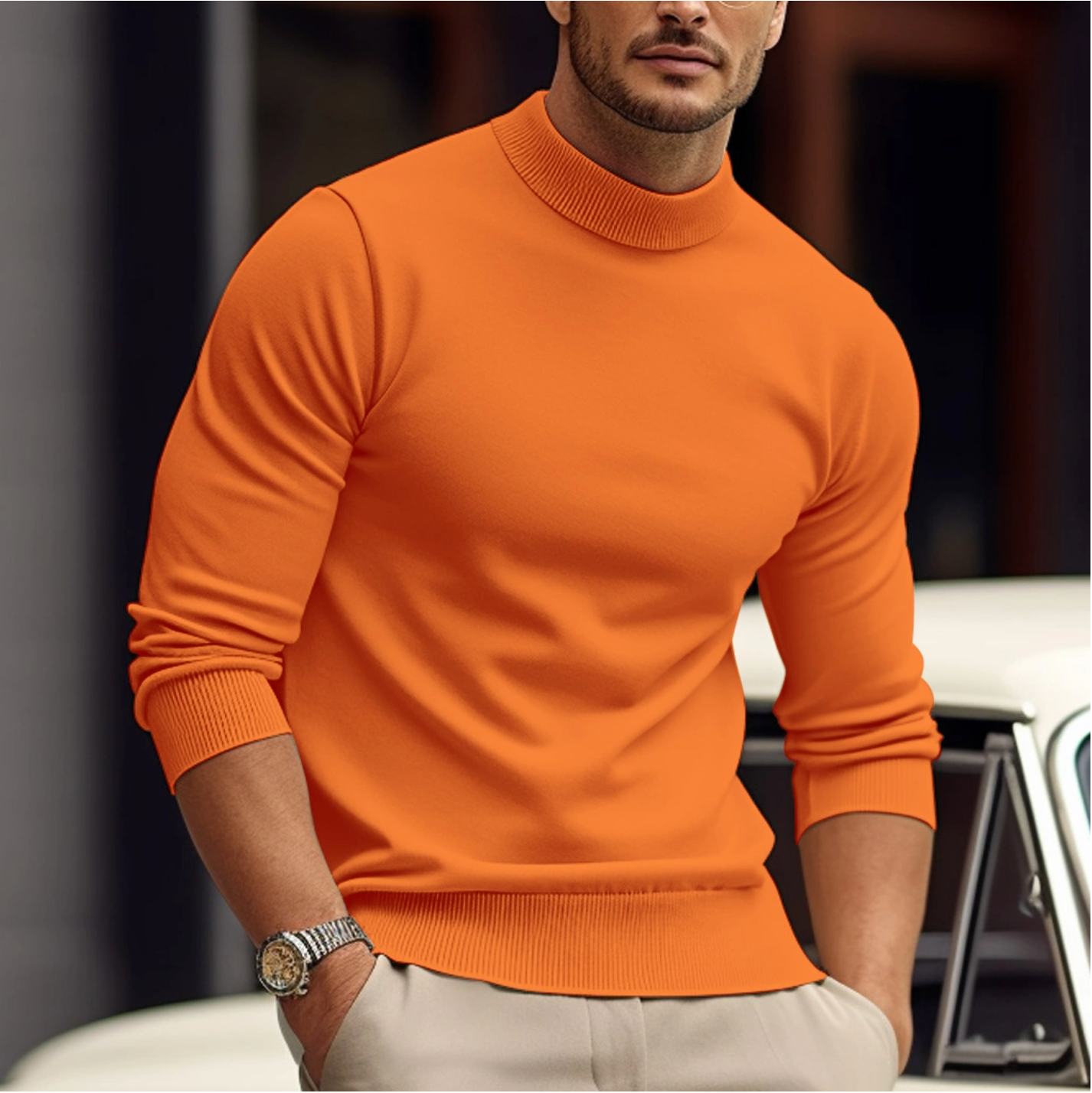 Men's soft cotton sweater breathable everyday wear elegant pattern versatile casual smart style