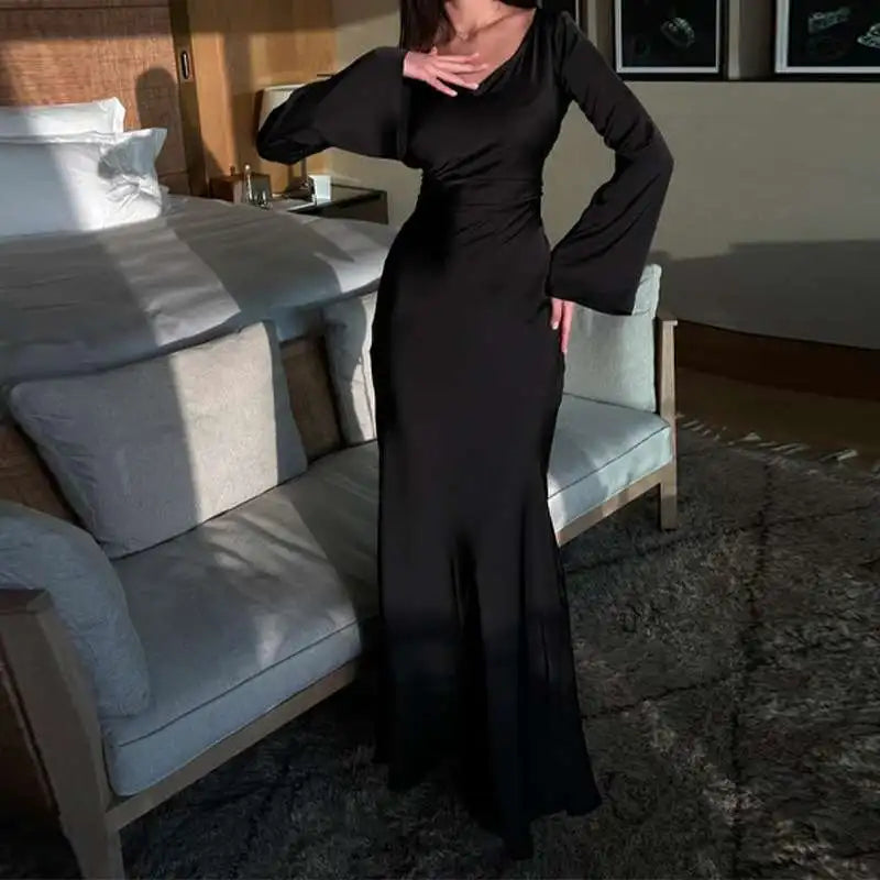 Francesca satin maxi dress women silky flowing silhouette versatile day-to-evening elegant fit