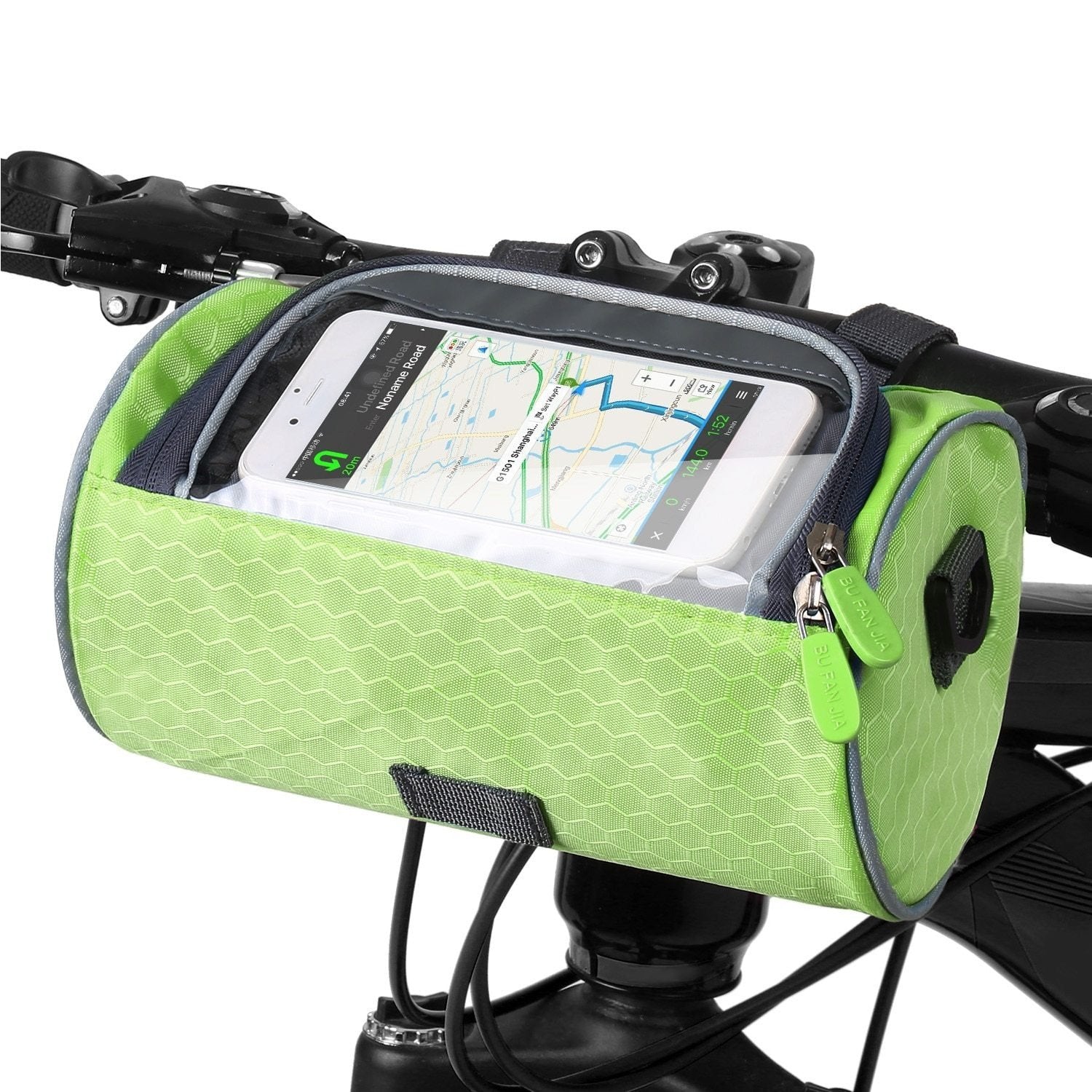 EasyRide splash-resistant bicycle handlebar bag with touchscreen pocket fits all bikes