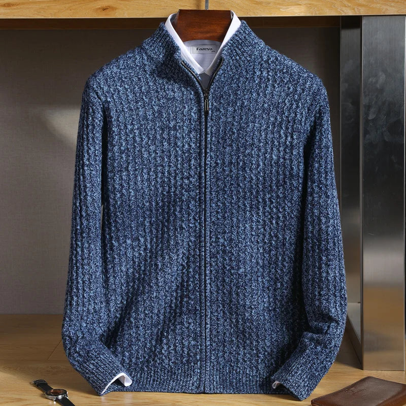 Fairmont ivory cashmere knit sweater tailored fit with subtle textured weave for modern professionals