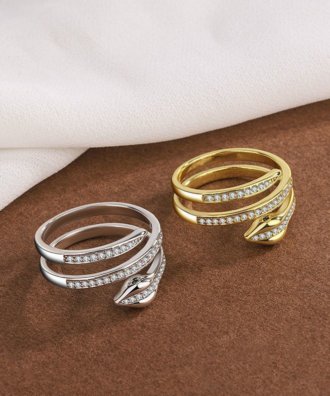 Ensemble de deux bagues tendance en alliage de zirconium en forme de S - Urbann-Vibe